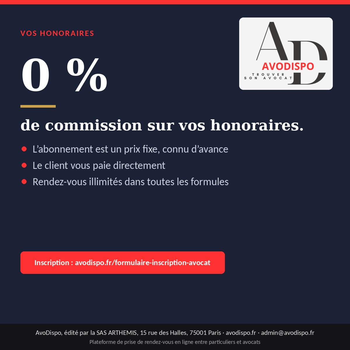 Lire la suite à propos de l’article AvoDispo ne prélève aucune commission sur les honoraires